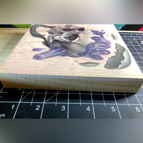 Artisan Wall Art Skull With Amethyst Crystals - Picture 2 of 10